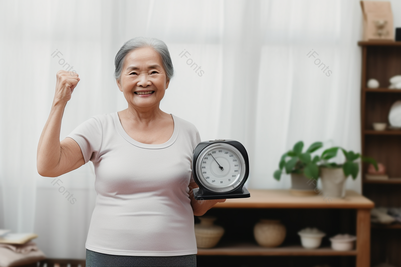 实拍手拿计重器的中老年奶奶摄影背景,高清,摄影图,摄影图片,图片大全,摄影图免费下载